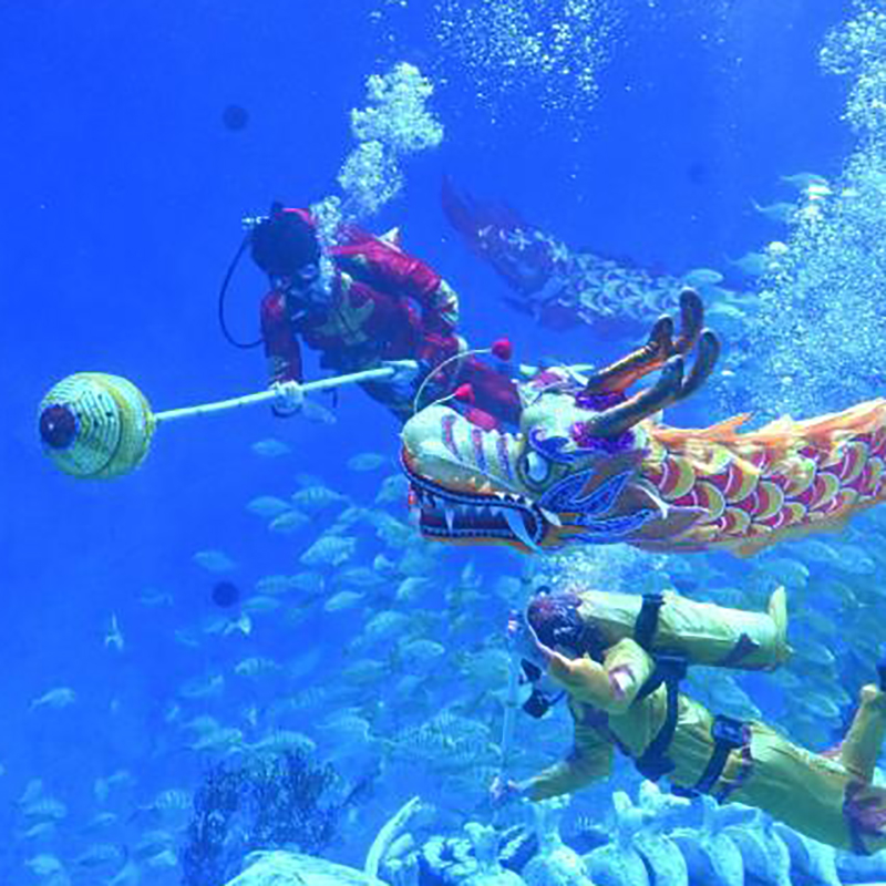 安徽合肥：潜水员水下舞龙 创意迎端午